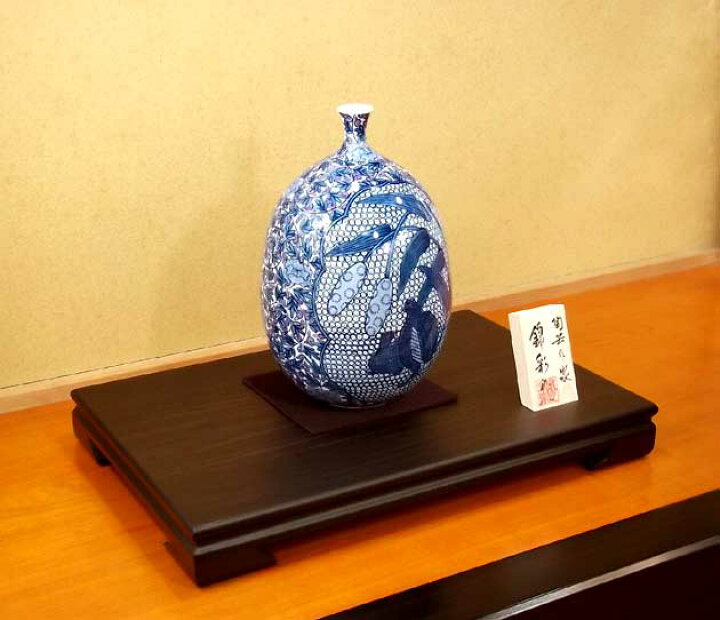 楽天市場】有田焼・伝統工芸・総手描き染錦唐草割鶉雀絵飾り花瓶陶芸 