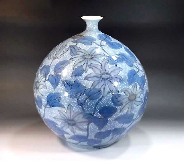 楽天市場】有田焼・伝統工芸・総手描き金彩釉裏紅鉄線花絵飾り花瓶陶芸 