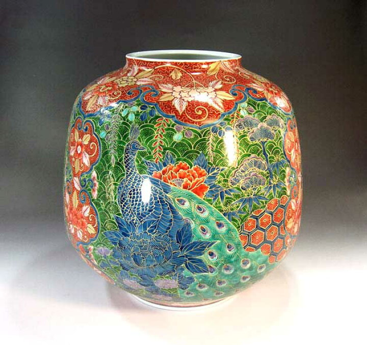 楽天市場】有田焼・伝統工芸・総手描き金彩花鳥図花瓶陶芸作家 藤井錦 