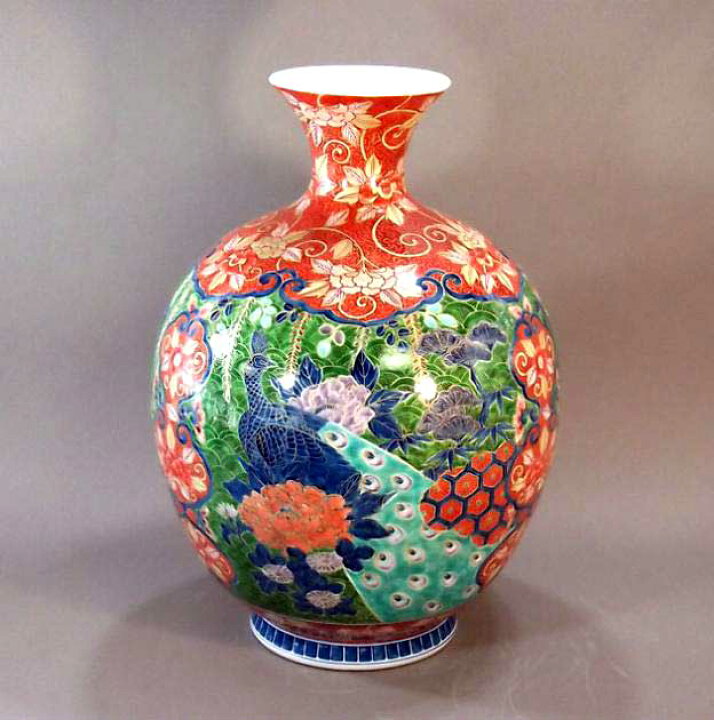 楽天市場】有田焼・伝統工芸・総手描き染錦金彩花鳥図特大花瓶陶芸作家 