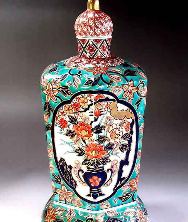 楽天市場】有田焼・伝統工芸・総手描き古伊万里様式金欄手花篭図飾り 