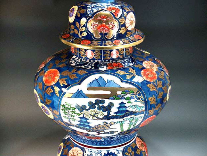 楽天市場】有田焼・伝統工芸・総手描き染錦金襴手景図飾り沈香壺陶芸 