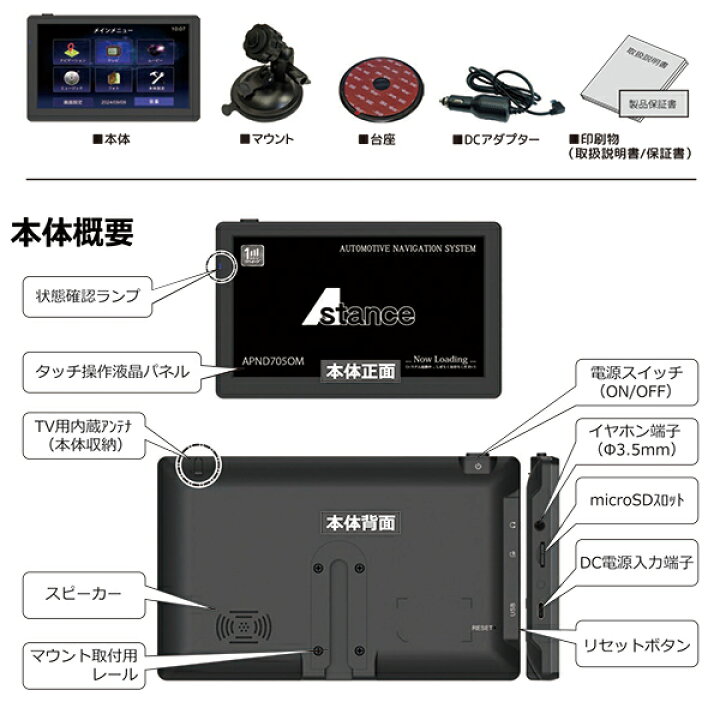 楽天市場】カーナビ 7インチ ポータブルカーナビ ワンセグ対応 025年版 