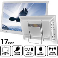 ポータブルテレビ 17インチ 地デジ録画 HDMI入力対応 3電源 車載OK DVDプレーヤー OT-FTD17AK-WH