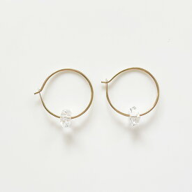 【MELISSA JOY MANNING/メリッサジョイマニング】14k gold 3/4 inch single herkimer diamond hoops