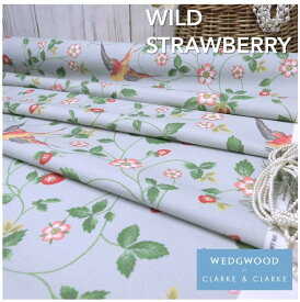 ウエッジウッド　輸入生地商品名：WILDSTRAWBERRY/dove・linen ブランド名：WEDGWOOD（ウエッジウッド）＊50cm以上10cm単位プリント　カルトナージュ　生地　布　トートバッグ　エコバッグ　カット売り