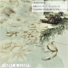 イギリス バラ柄商品名：GENEVIEVE/mineral ブランド名：CLARKE＆CLARKE（クラーク＆クラーク）*50cm以上10cm単位*輸入生地　綿100％　カルトナージュ　布　大柄　花柄　ブルー　水色　カントリー　マスク　エコバッグ　トートバッグ　人気