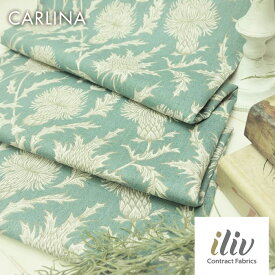 輸入生地　花柄商品名：CARLINA/tealブランド名：iliv（アイリブ）*50cm以上10cm単位*イギリス・花柄・アンティーク・ボタニカル・ハンドメイド・バッグ・生地・布・あざみ・カルトナージュ・ブルー・マスク・エコバッグ・トートバッグ・カット売り