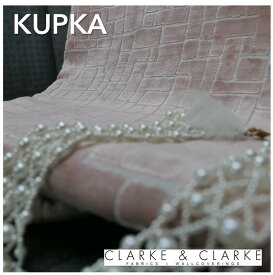 イギリス　輸入生地商品名：KUPKA/petal ブランド名：CLARKE＆CLARKE(クラーク＆クラーク）＊ハーフカット＊30cm以上10cm単位生地　ベルベット　幾何学　ピンク　高級　カット売り