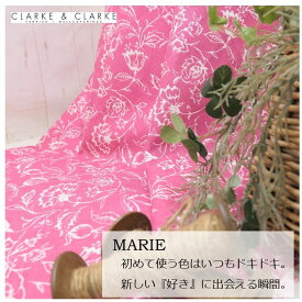 イギリス　花柄商品名：MALIE/raspberryブランド名：CLARKE＆CLARKE（クラーク＆クラーク）＊50cm以上10cm単位輸入生地　赤　ピンク　カルトナージュ　麻　リネン　生地　布　マスク　カーテン　トートバッグ　エコバッグ　おしゃれ