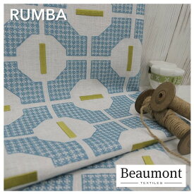 イギリス 輸入生地商品名：RUMBA/tealブランド名：BEAUMONT・TEXTILES(ボーモント・テキスタイルズ/イギリス)＊ハーフカット　カルトナージュ・ハンドメイド・バッグ・ポーチ・生地・布・刺繍・ブルー・イエロー・バッグ・財布・カット売り