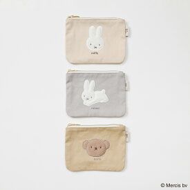 送料込：BRUNA FLUFFY APPLIQUEミニフラットポーチ　MIFFY ミッフィー BORIS ボリス グッズ 大人 ポーチ キャラクター レディース 小物入れ かわいい キャラクターグッズ 旅行