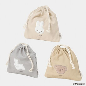 送料込：BRUNA FLUFFY APPLIQUE巾着　MIFFY ミッフィー BORIS ボリス グッズ 大人 ポーチ キャラクター レディース 小物入れ かわいい キャラクターグッズ 旅行