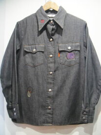 【中古】【あす楽】レディーリーバイス/Lady　Levi’s　ブラックデニムシャツジャケット　★サイズ：11−12★　RM-668