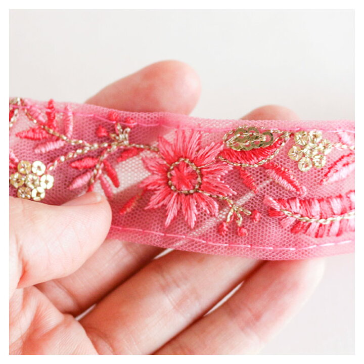 楽天市場】【50cm単位】インド刺繍リボンくすみカラー 30mm巾 [メール 