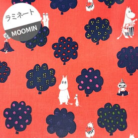 【ラミネート】★10cm単位続けてカット★ERI SHIMATSUKA × MOOMIN　ベリー摘み　マルヤッサ　サーモンオレンジ