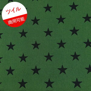 【ツイル】★120cmハギレ★シンプル星柄 カラー:H.緑地に黒星『縦約120cm×横約110cm』