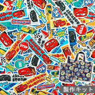 【裁断済みキルト製作セット】 カーズ　ステッカー英字柄　ストップゴー　　【ディズニー ピクサー 入園 …