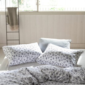 【Fab the Home】ジニア/チャコール 枕カバー 43×63cm用 天竺ニット プリント