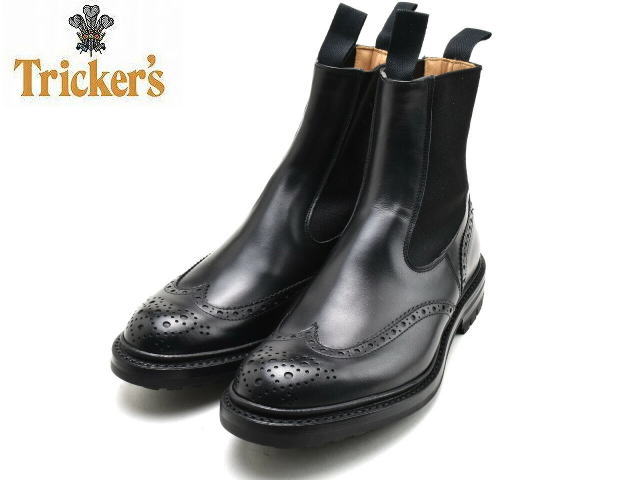 トリッカーズ サイドゴア ブーツ Tricker´s M2754 ブラック コマンドソ－ル ビジネスシューズ ドレスシューズ