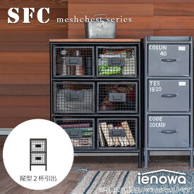 縦型2杯メッシュチェスト SFC ienowa イエノワ 収納家具 収納 リビング 整理 チェスト 引出し ロッカー 2段 メッシュ スチール アイアン インダストリアル ブラック グレー ベージュ ヴィンテージ 男前 インテリア