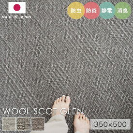 ラグ シンプル 大きめ タフテッドラグ カーペット コンシェルジュ WOOL SCOT GLEN ウールスコット グレン 350×500cm スミノエ カーペット 消臭 防炎 静電気防止 防虫 低ホルムアルデヒド cup5