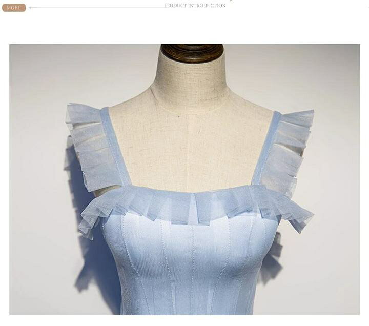 楽天市場】カラードレス 水色 ブルー フリル スクエアネック ガーリー  