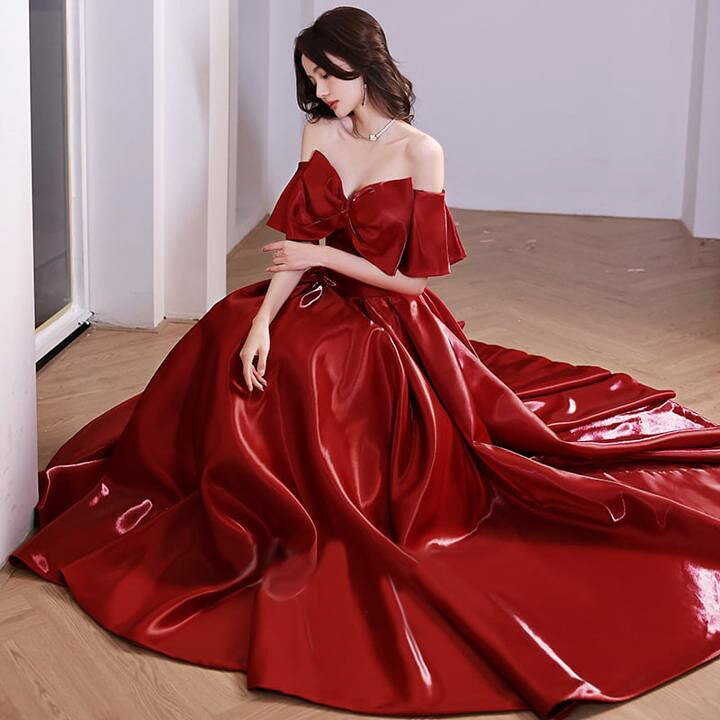 楽天市場】ビックリボン 赤 パーティードレス オフショル【着後  