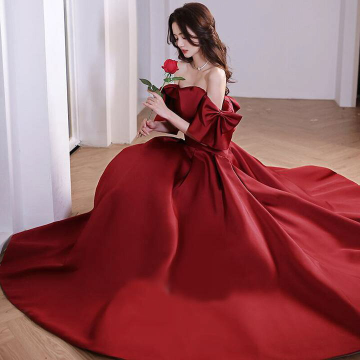 楽天市場】ビックリボン 赤 パーティードレス オフショル【着後  