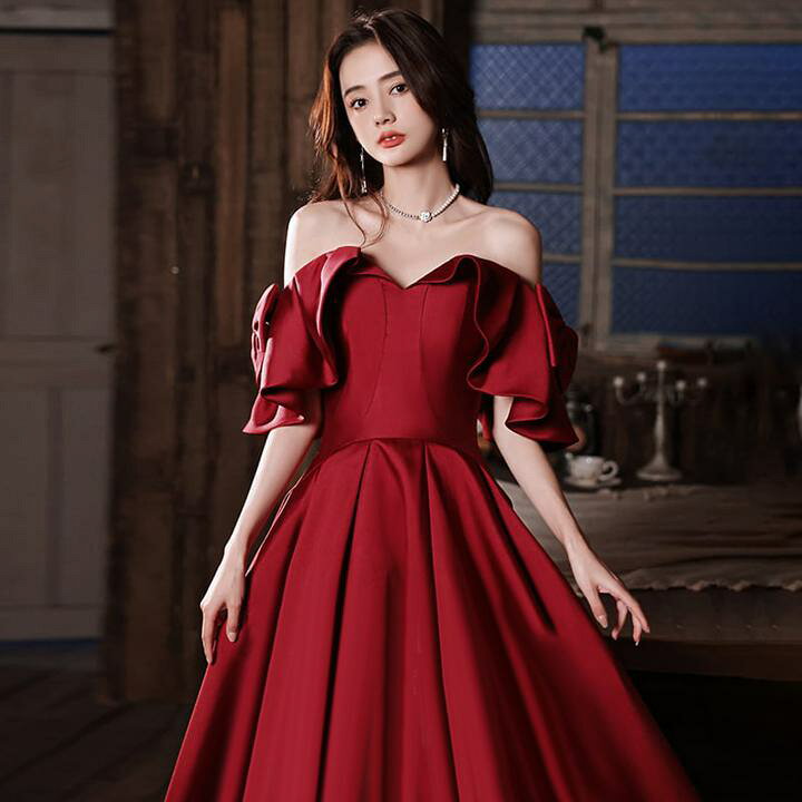 楽天市場】ビックリボン 赤 パーティードレス オフショル【着後  