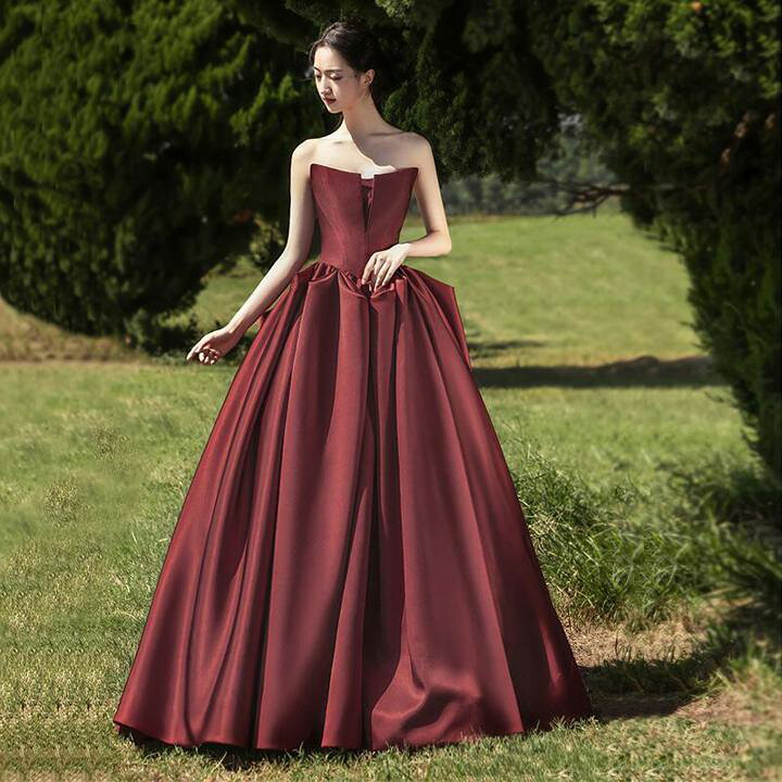 メルカリShops 1 / 7 カラードレス ロングドレス 赤 塗りたくり ワイン  