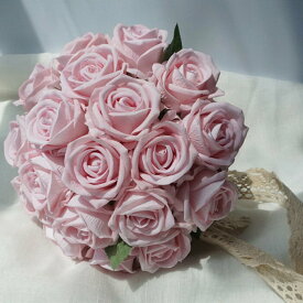 ブーケ 結婚式 バラのウェディングブーケ 薔薇のみ バラだけ 保存が利き、軽くて扱いやすいので、リゾートや海外挙式、ロケフォトなど、何回でも使えるのがうれしいアーティフィシャルフラワーブーケトスブーケ ラウンド型 造花 アレンジメント