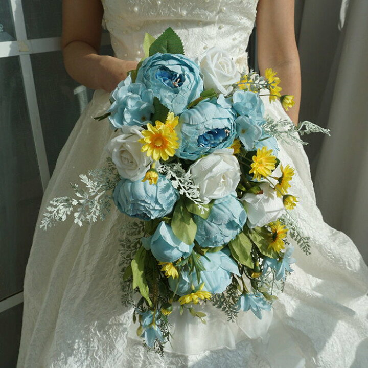楽天市場 おしゃれ キャスケード ブーケ 結婚式 ウェディングブーケ 造花 アレンジメント ガール 花束 フラワー ギフト インテリア おじゃれ ファクトリーダイレクト ラボ