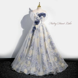 カラードレス 2Way ロングドレス パーティードレス イエロー 花柄 青 コサージュ ウェディングドレス ウエディングドレス 結婚式 二次会 花嫁 前撮り 演奏会 発表会 オフショルダー 披露宴 ブライダル フォーマルドレス 成人式 卒業式 コンサート 舞台【cd-0778】