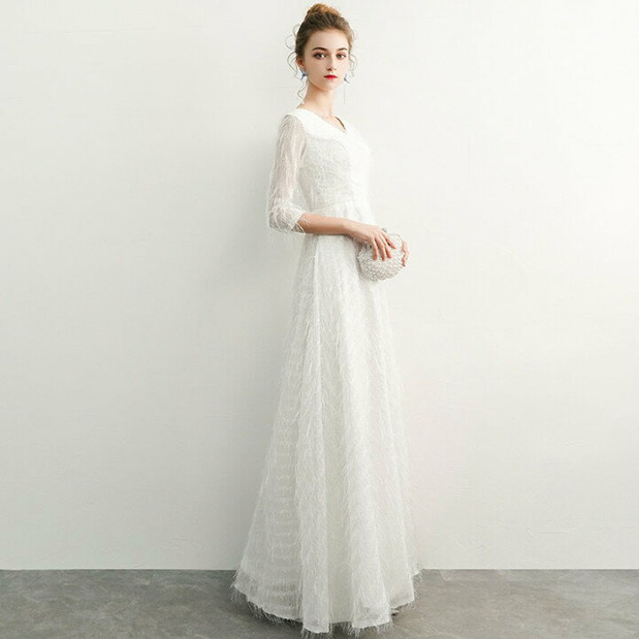 楽天市場 前撮り ドレス ウエディングドレス 着後ﾚﾋﾞｭｰ特典 Aライン クラシカル ロングドレス 白ワンピース お呼ばれ 二次会 ウェディング ドレス パーティードレス 演奏会 ピアノ発表会 舞台衣装 ステージ衣装 ファクトリーダイレクト ラボ