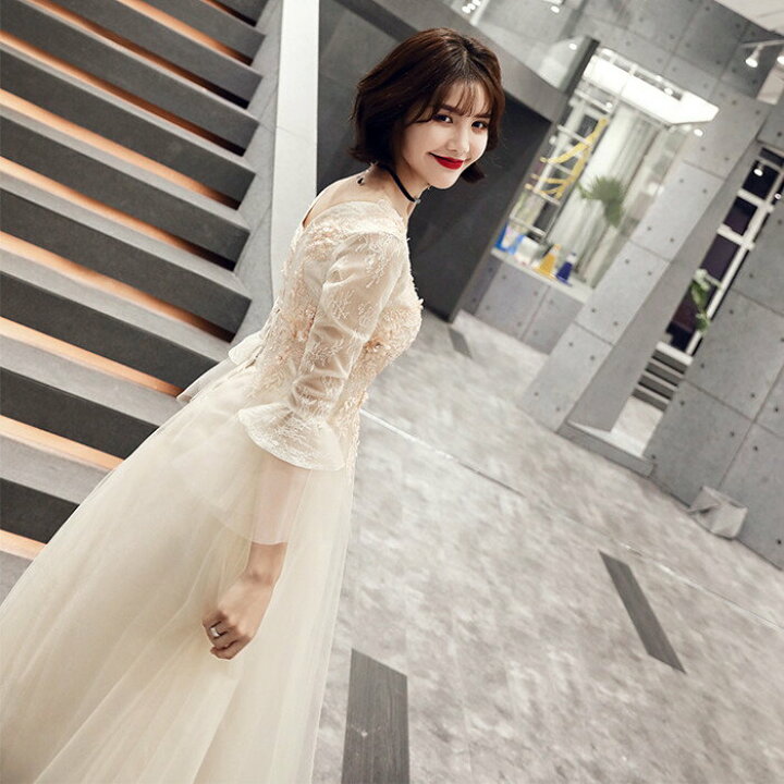 楽天市場】カラードレス ウエディング【着後レビュー特典】エアリー袖  