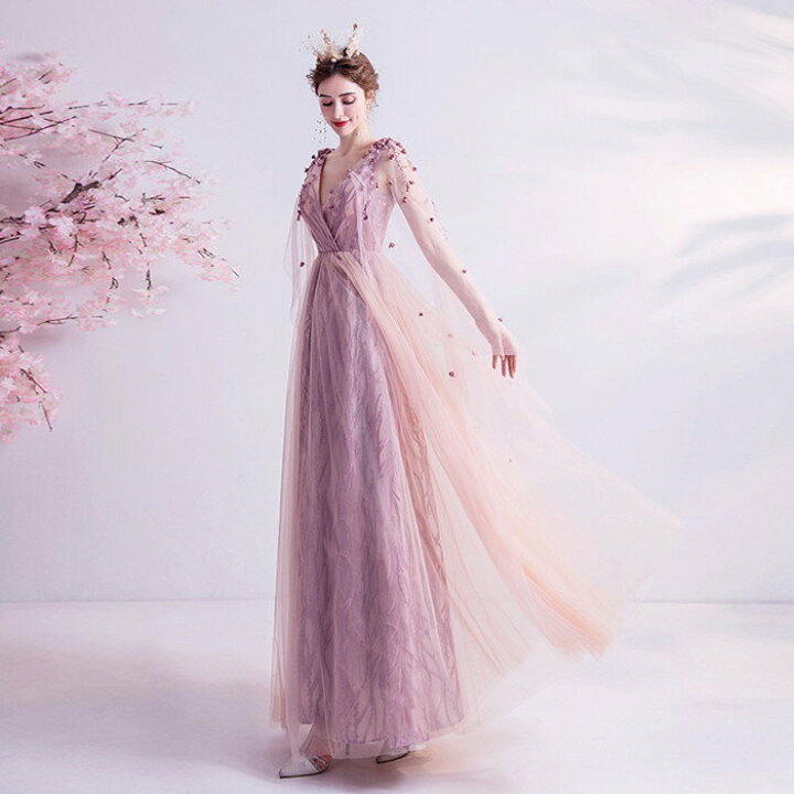 楽天市場】カラードレス ピンク【着後ﾚﾋﾞｭｰ特典】花びらが散る カラー  