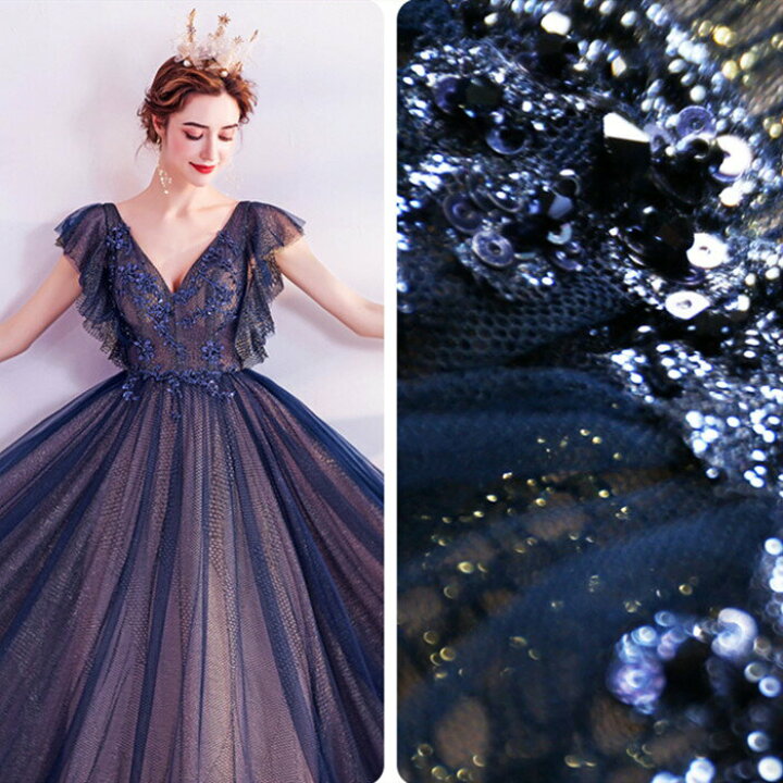 楽天市場】前撮りドレス ウェディングドレス【着後ﾚﾋﾞｭｰ特典】ネイビー  