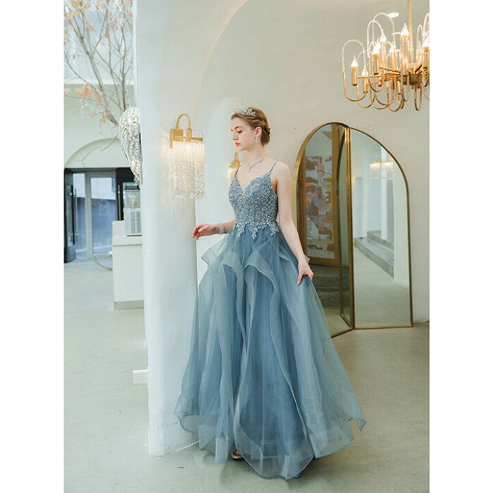 楽天市場】カラードレス【着後ﾚﾋﾞｭｰ特典】アイスブルー ふんわり  