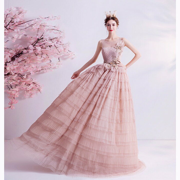 楽天市場】カラードレス ピンク【着後ﾚﾋﾞｭｰ特典】ふんわり上品な多重  