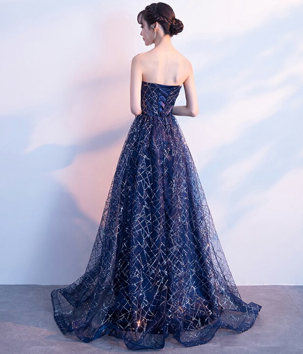 楽天市場】カラードレス ネイビー 前撮りドレス ウェディングドレス  