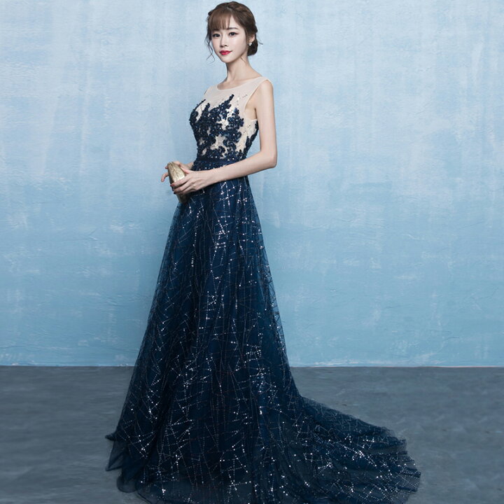 楽天市場】ウェディングドレス お色直しカラードレス 紺 ネイビー【着  