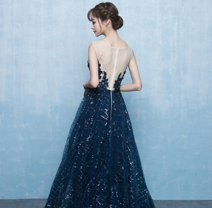 楽天市場】ウェディングドレス お色直しカラードレス 紺 ネイビー【着  