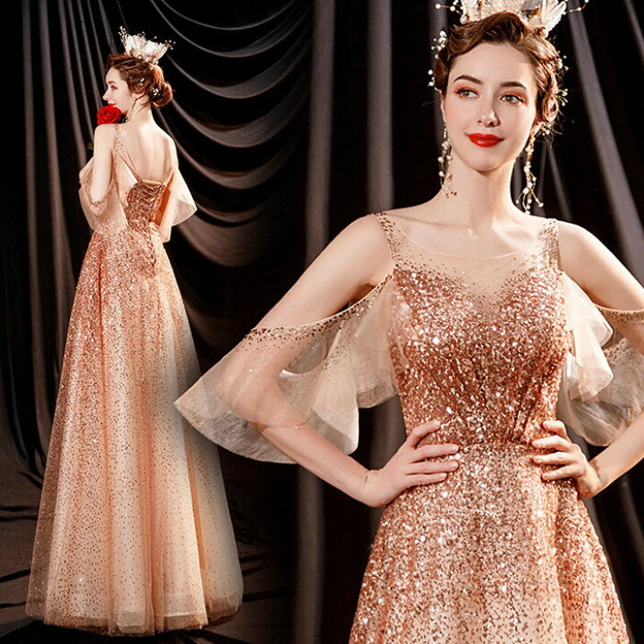 楽天市場】カラードレス ピンク ウェディングドレス ﾛﾝｸﾞ お色直し【着  