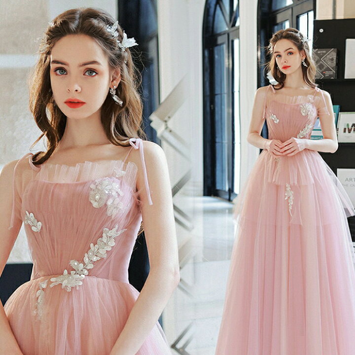 楽天市場】前撮りドレス カラードレス ピンク ロング ウェディング  