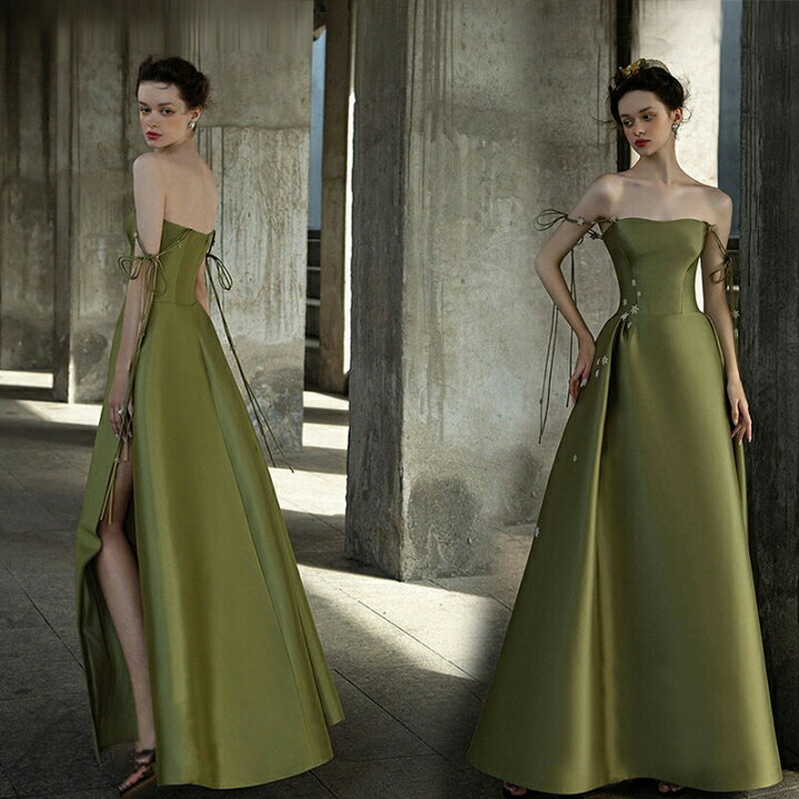 楽天市場】ショルダーリボンと星柄が可愛いサイドスリットAライン  