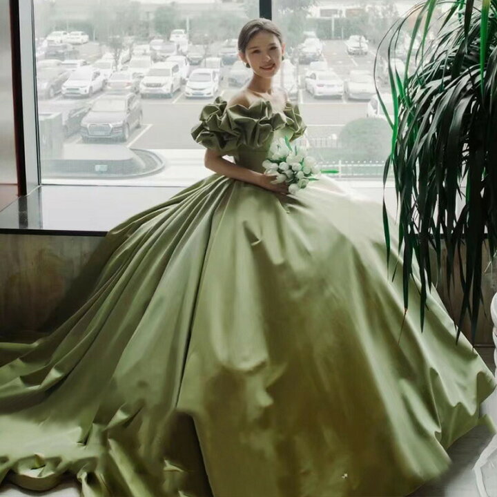 楽天市場】カラードレス オリーブ ワンピース お色直し【着後レビュー  