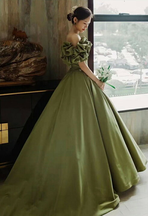 楽天市場】カラードレス オリーブ ワンピース お色直し【着後レビュー  