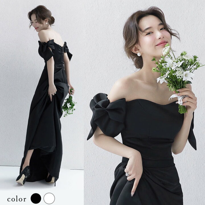 楽天市場】カラードレス ブラック 黒 白 ホワイト ワンピース お色直し  