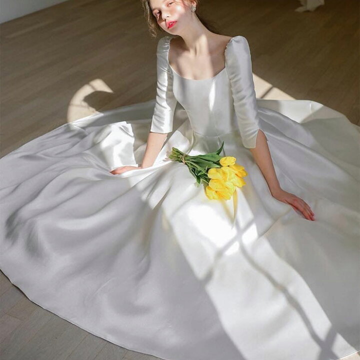 楽天市場 前撮り ドレス 着後ﾚﾋﾞｭｰ特典 ウェディングドレス プリンセスライン 五分袖 お姫様 海外ウェディング Xs Xl 大きい 小さいサイズ ホワイト インポート ブライダル パーティ 花嫁衣装 結婚式 二次会 前撮り 後撮り ドレス ワンピース ウエディングドレス